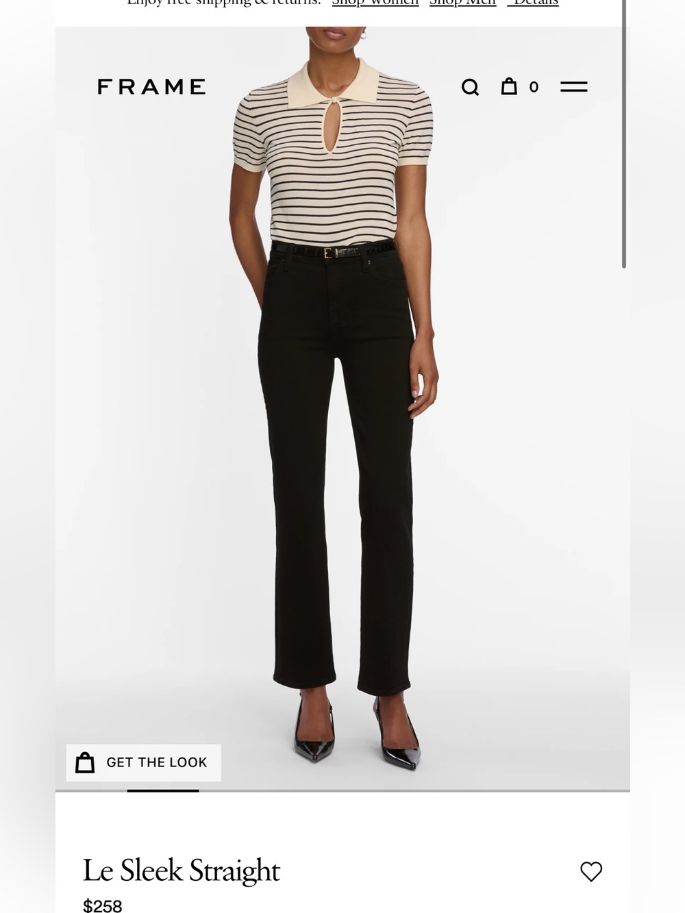 Frame Le Sleek Straight Cropped Jeans in Black
